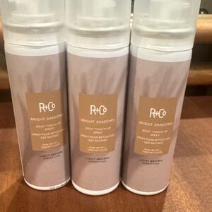 3 R+Co Bright Shadows Root Touch-Up Spray in Light Brown new and unopened.